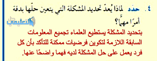 حدد لماذا يعد تحديد المشكلة التي يتعين حلها بدقة امرا مهما