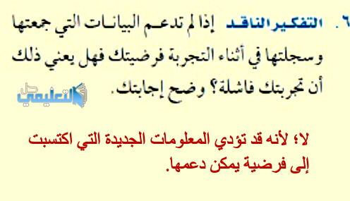 التفكير الناقد اذا لم تدعم البيانات التي جمعتها وسجلتها في اثناء التجربة فرضيتك فهل يعني ذلك ان تجربتك فاشلة وضح اجابتك