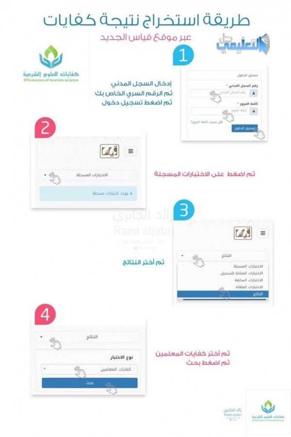 طريقة الاستعلام عن نتائج كفايات المعلمين والمعلمات